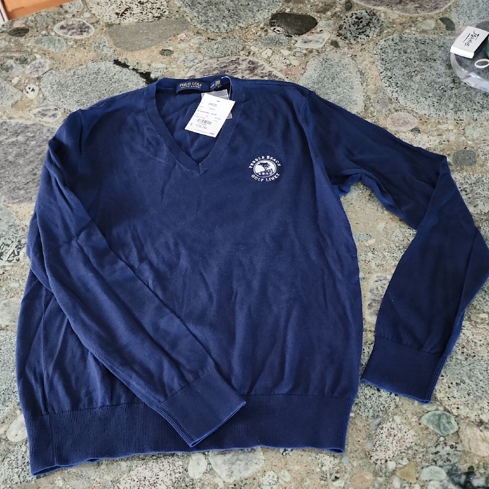 Polo Ralph Lauren Golf Pebble Beach Navy Blue V-Neck Sweater - Picture 6 of 10